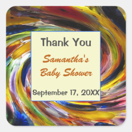 Babydusche danke Ihnen Geschlecht neutrale Farbe Quadratischer Aufkleber