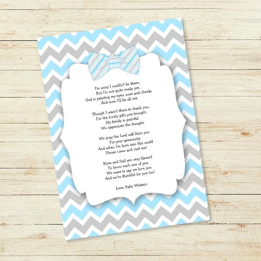 Babydusche danke Ihnen Notizen mit Gedicht blau gr