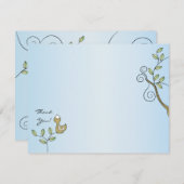 Babydusche Danke Karte, "Goldene Vögel" (Vorne/Hinten)