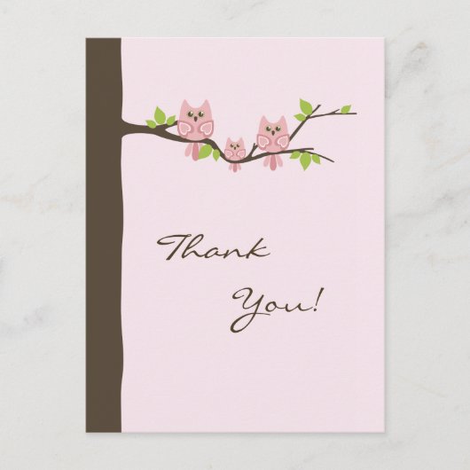 Babydusche Danke-Karte (Mädchen) Postkarte (Vorderseite)