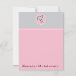 Babydusche Danke Karte, Rosa Dolphin