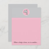 Babydusche Danke Karte, Rosa Dolphin (Vorne/Hinten)