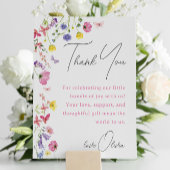 Babydusche Danke-Karte | Wildblume Menükarte