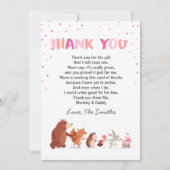 Babydusche Danke Karte Woodland Girl Pink (Vorderseite)