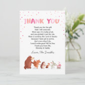 Babydusche Danke Karte Woodland Girl Pink (Stehend Vorderseite)