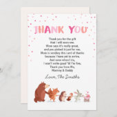 Babydusche Danke Karte Woodland Girl Pink (Vorne/Hinten)