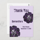 Babydusche Danke Lila Blume Danke Postkarte (Vorne/Hinten)