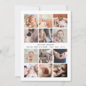 Babydusche Danke Minimalistisch 12 FotoCollage Ankündigung (Vorderseite)