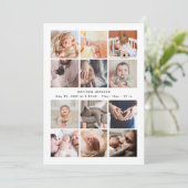 Babydusche Danke Minimalistisch 12 FotoCollage Ankündigung (Stehend Vorderseite)