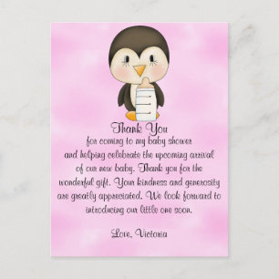 Babydusche Danke Pinguin Postkarte