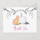 Babydusche Danke Postcard Pumpkin & Fox Postkarte (Vorderseite)