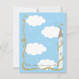 Babydusche Dankeschön Karte, Gold/Silber-Schloss Dankeskarte