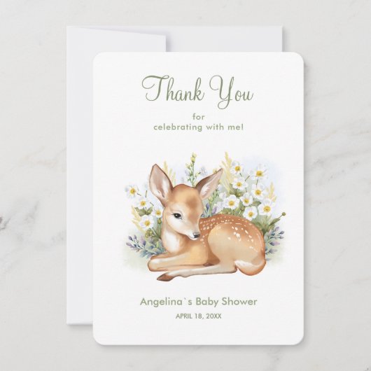 Babydusche Dankeschön Karte mit einer hübschen Gar (Vorderseite)
