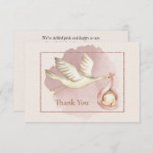 Babydusche Dankeschön Karte mit Stork und Baby (Vorne/Hinten)