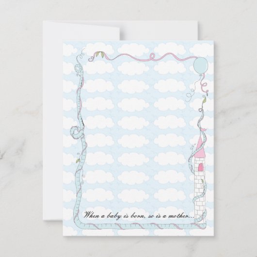 Babydusche Dankeschön Karte, rosa/blaue Burg Dankeskarte (Vorderseite)