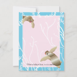 Babydusche Dankeschön Karte, rosa/blaue Schildkröt Dankeskarte