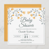 Babydusche Delikate Blume Orangefarbene Gesichtsfa Einladung (Vorne/Hinten)