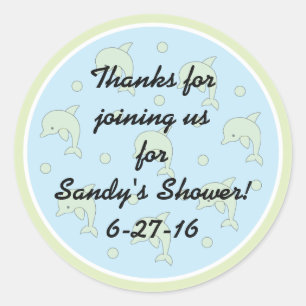 Babydusche "Delphine/Blue" Aufkleber 1 1/2" oder 3