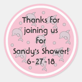 Babydusche "Delphine/Rosa" Aufkleber 1 1/2" oder 3