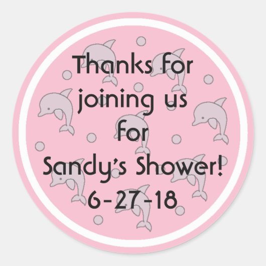 Babydusche "Delphine/Rosa" Aufkleber 1 1/2" oder 3 (Vorderseite)