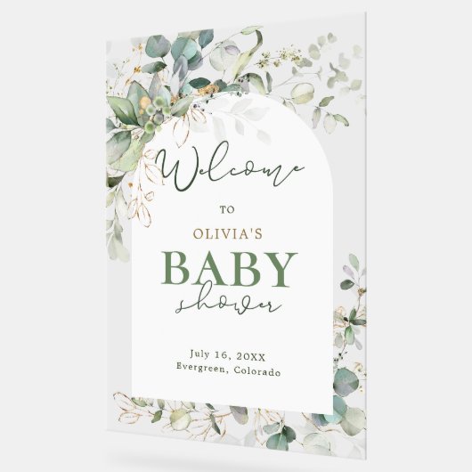 Babydusche der Eukalyptus Acrylschild (Winkel)