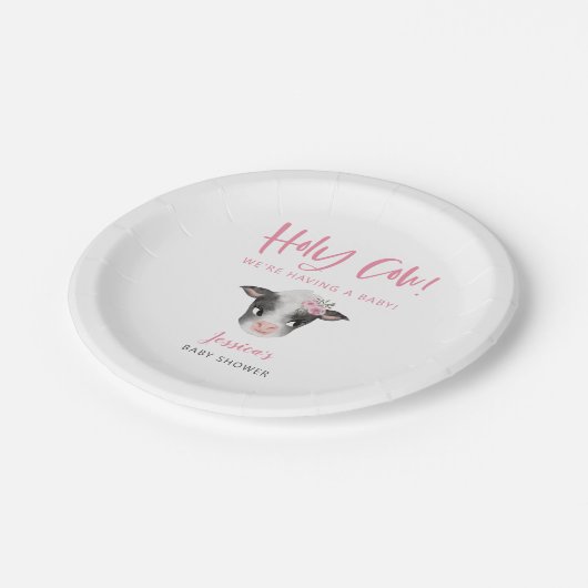 Babydusche der Heiligen Kuh Mädchen Pappteller (Schrägansicht)