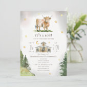 Babydusche der Highland Cow Moon Stars Einladung (Stehend Vorderseite)