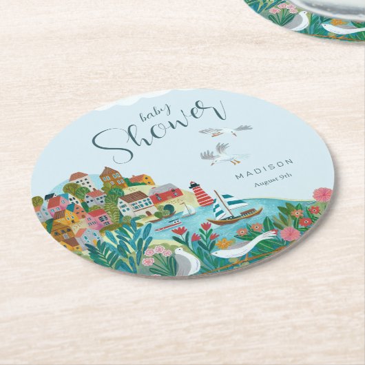 Babydusche der Küstenwache Party Runder Pappuntersetzer (Angewinkelt)