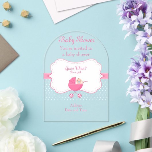 Babydusche der Mädchen Clear Akryllische Einladung (Insitu (Hochzeit))