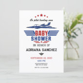 Babydusche des Piloten-Flugzeug Einladung (Stehend Vorderseite)