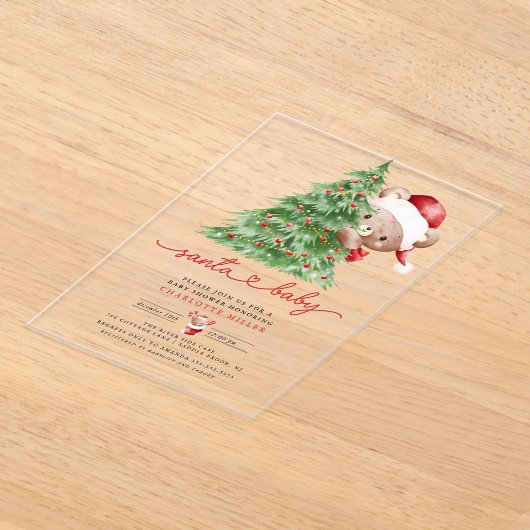 Babydusche des Weihnachtsmanns Acryleinladungen (Ablage )
