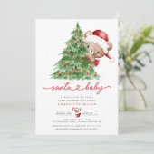 Babydusche des Weihnachtsmanns Einladung (Stehend Vorderseite)