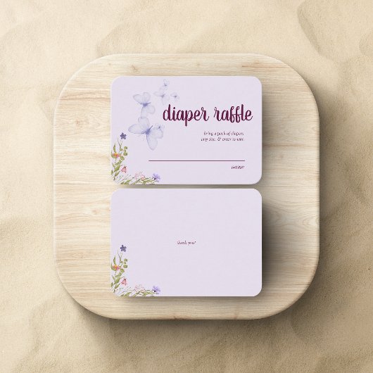 Babydusche | Diaper Raffle | Lila Begleitkarte