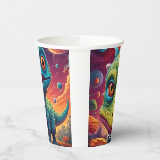 Babydusche Dino-Milbe Pappbecher (Links)