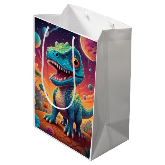 Babydusche Dino-Mite Mittlere Geschenktüte (Rückseite Schrägansicht)