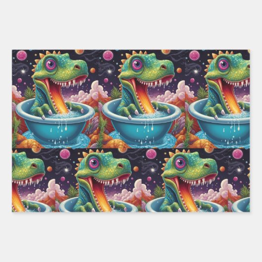 Babydusche Dino-Mite-Party-Design Geschenkpapier Set (Vorderseite 2)