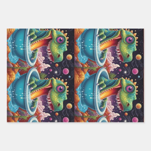 Babydusche Dino-Mite-Party-Design Geschenkpapier Set (Vorderseite)