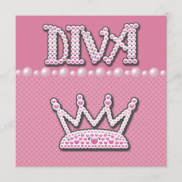 Babydusche Diva Princess Crown, Schuhe und Perlen Einladung
