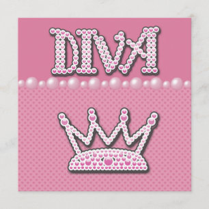 Babydusche Diva Princess Crown, Schuhe und Perlen Einladung