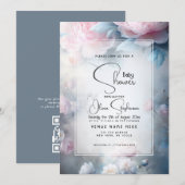 Babydusche - Dreamy Pink Peony Floral Einladung (Vorne/Hinten)
