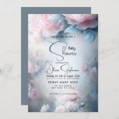 Babydusche - Dreamy Pink Peony Floral Einladung (Vorne/Hinten)