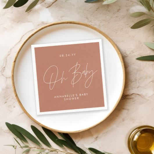 Babydusche Drehbuch modern terracotta elegant Serviette