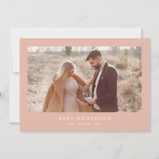 Babydusche Drehbuch Modernes Foto rot Rosa elegant Einladung (Rückseite)