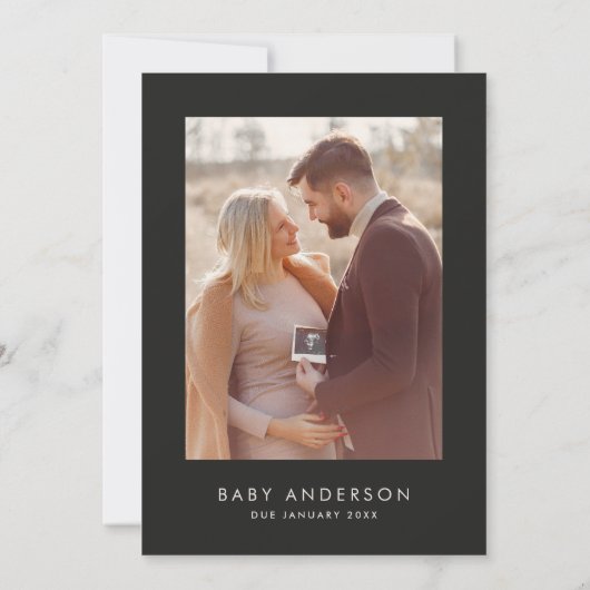 Babydusche Drehbuch Modernes natürliches Foto eleg Einladung (Rückseite)