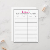 Babydusche druckbare Geschenktracker Karte (Vorderseite/Rückseite Beispiel)