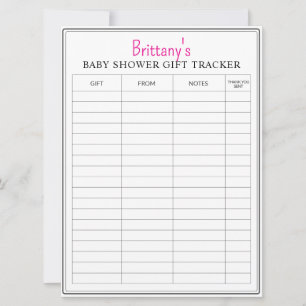 Babydusche druckbare Geschenktracker Karte