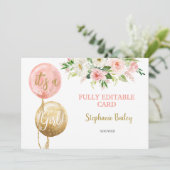 Babydusche Editier Girl Einladung (Stehend Vorderseite)