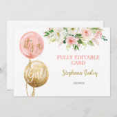 Babydusche Editier Girl Einladung (Vorne/Hinten)