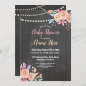 Babydusche Einladende Pfirsichs Blume Party Lilac  Einladung (Vorne/Hinten)