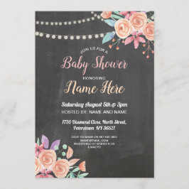 Babydusche Einladende Pfirsichs Blume Party Lilac  Einladung